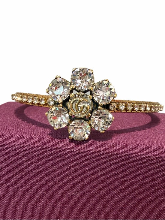 Gucci Jewelry - Gucci Gold Crystal Flower Bracelet with Clear Stones